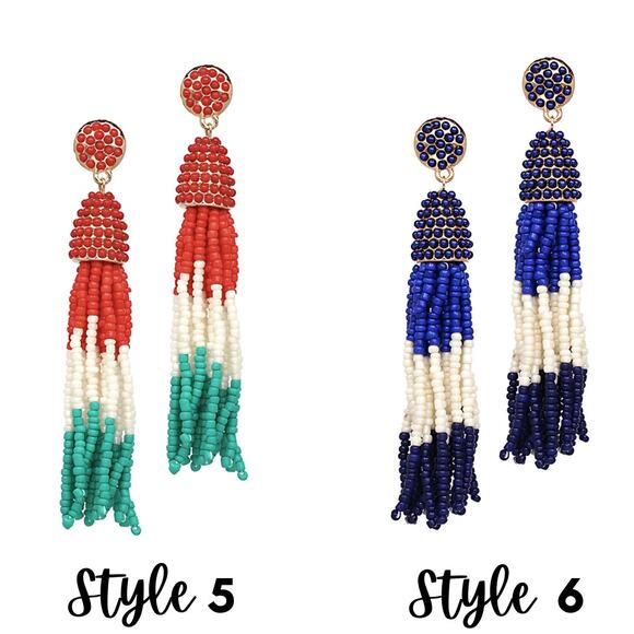 3 for $15 - Colorful Earrings Summer Tassels Acrylic Resin - Picture 7 of 14